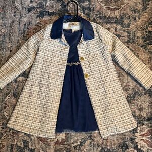 Elegant Cream and Navy Kids Formal Dress